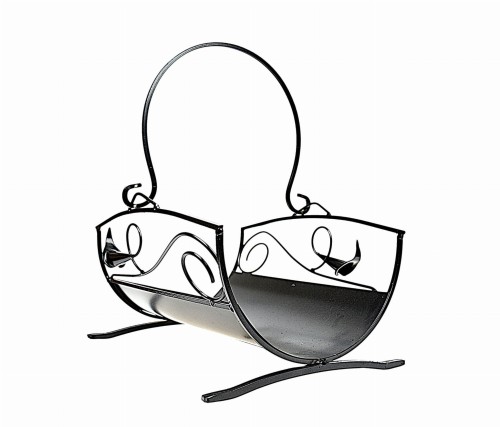 kosz na drewno 865 czarny– elegancki kosz kominkowy z metalu