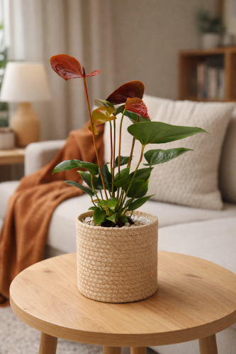 Anturium Essencia roślina doniczkowa na białym tle