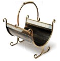 kosz na drewno 10-1125 złoty – elegancki kosz kominkowy z metalu