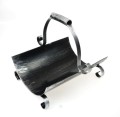 kosz na drewno 865 srebrny– elegancki kosz kominkowy z metalu z drewnem
